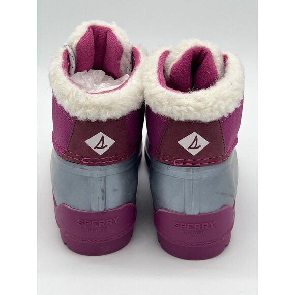 Sperry Kids Size 13 Duck Boots Gray & Pink Faux Fur Lined Waterproof Winter - Picture 4 of 9